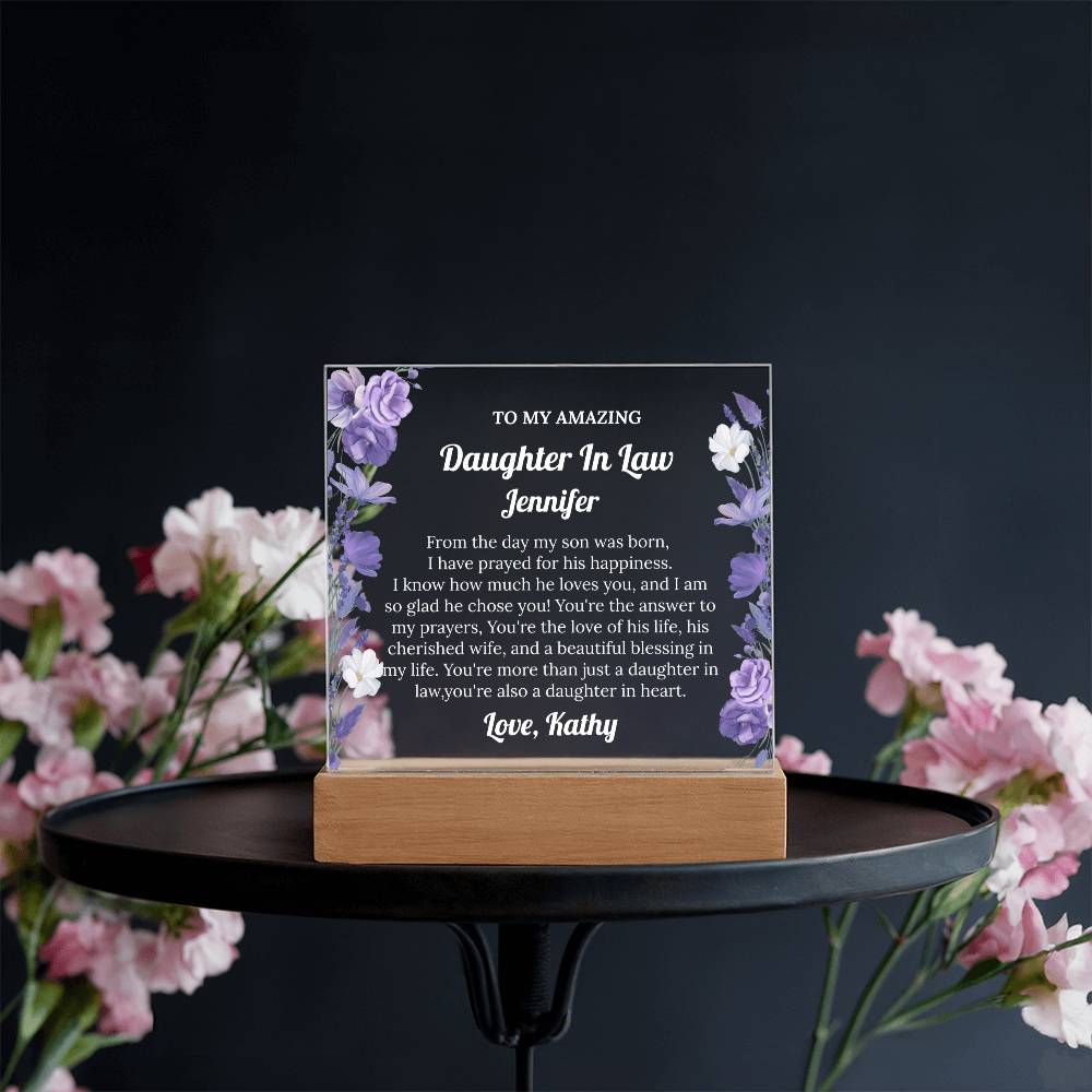 Daughter In Law Gift, Personalized Acrylic Plaque
