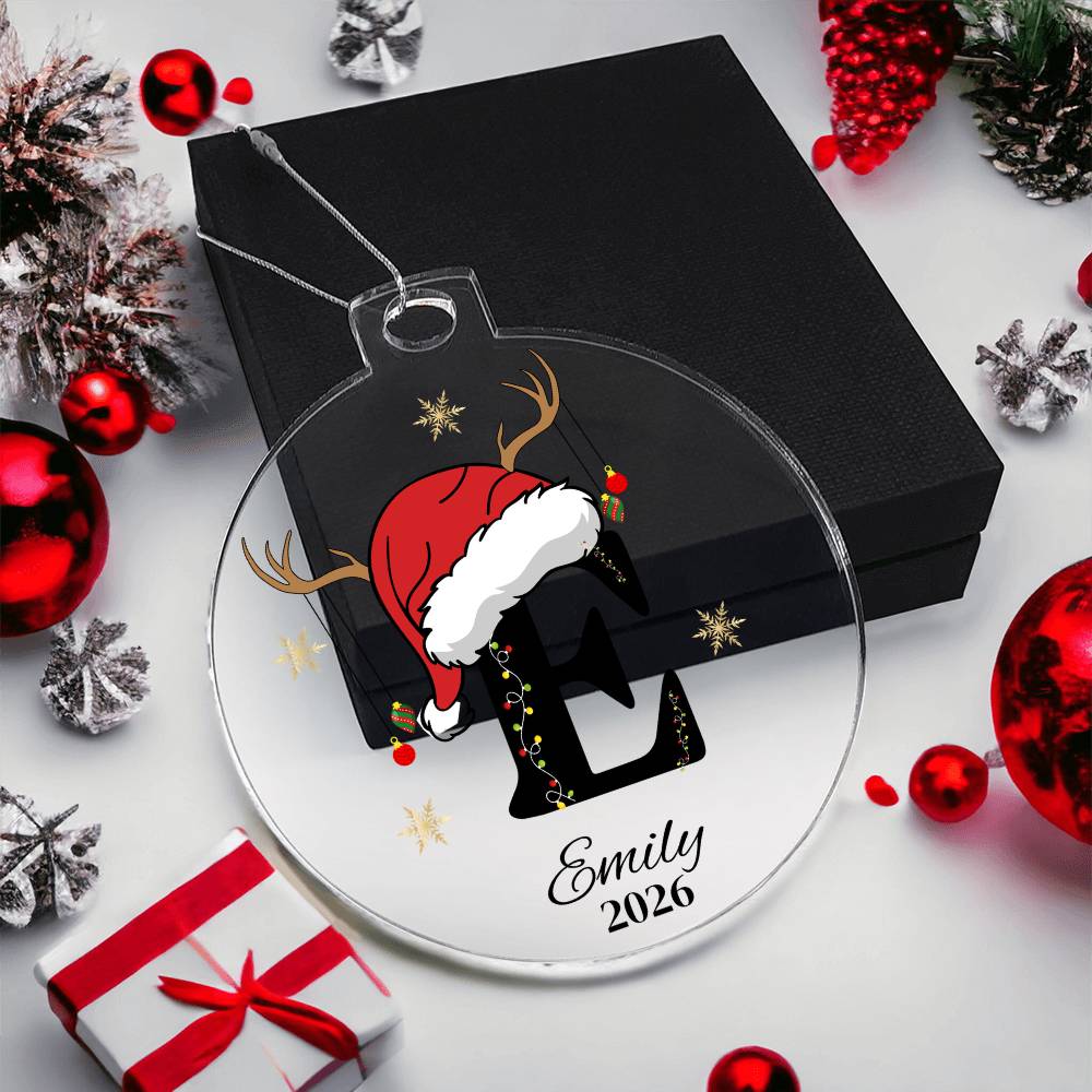 Personalized Letter Name Santa Hat Christmas Ornament