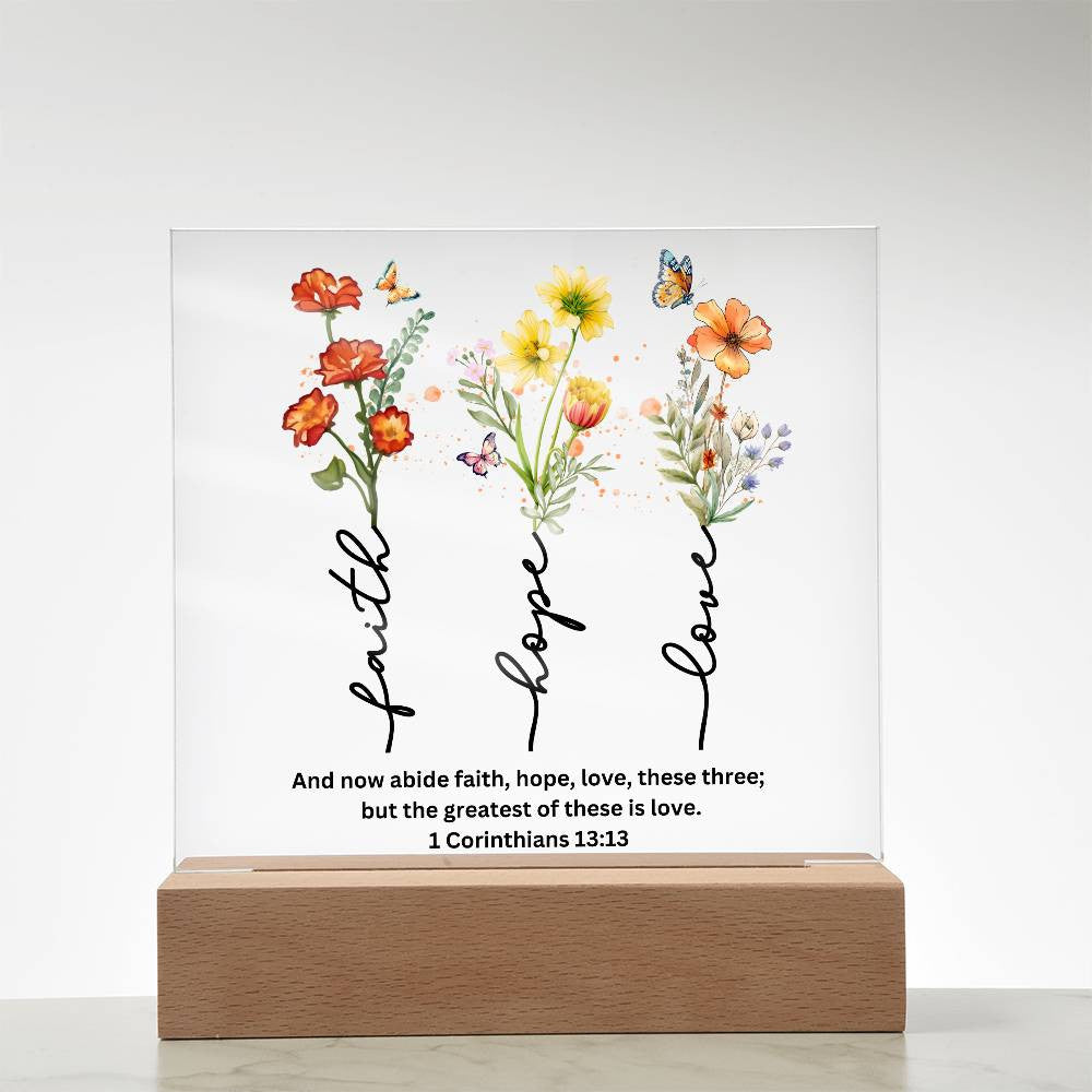 Faith Hope and Love Plaque Wedding Anniversary Gift-[Heartfelt Family Gift]