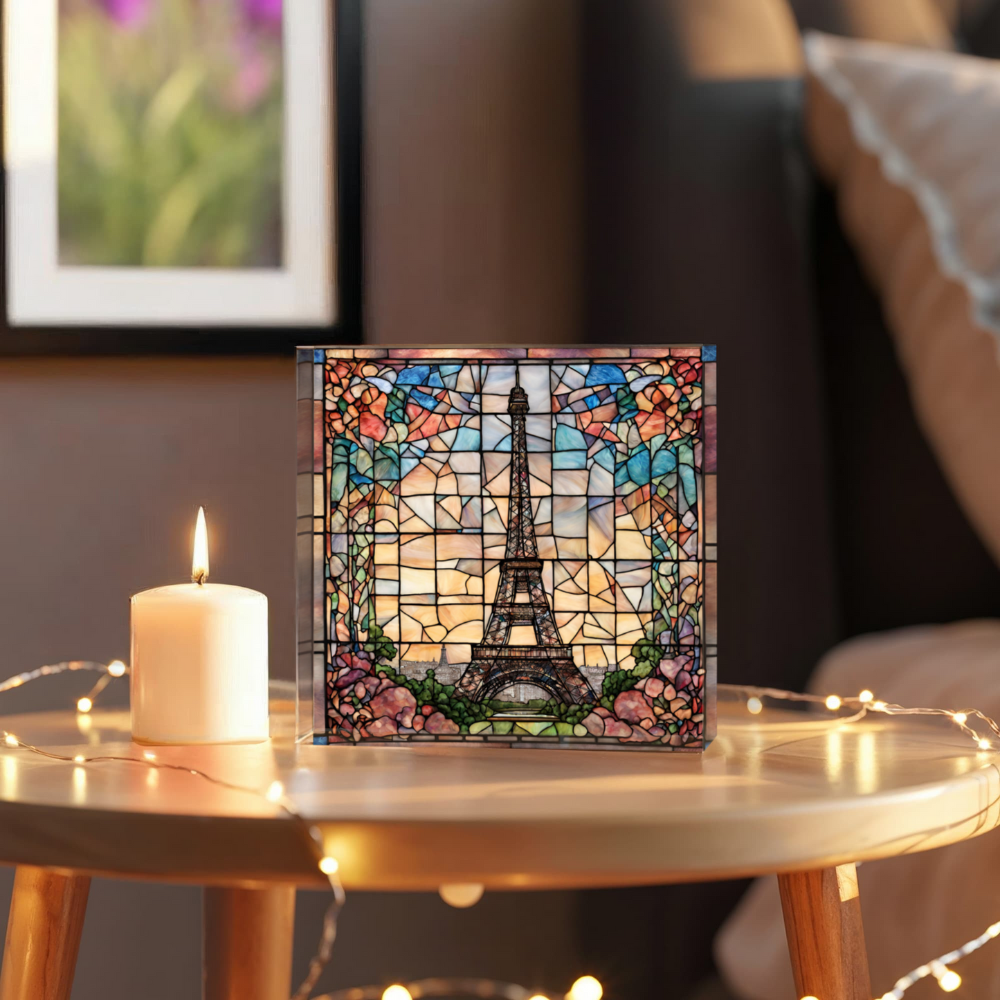 Paris Eiffel Tower Stained Glass Acrylic Decor