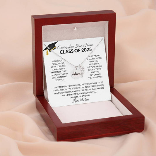 Class of 2025 Graduation Memorial Angel Wing Charm Necklace-[Heartfelt Family Gift]