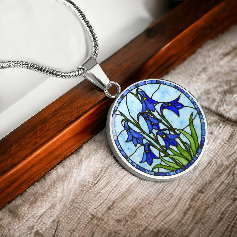 Iris Floral Necklace with Engraving