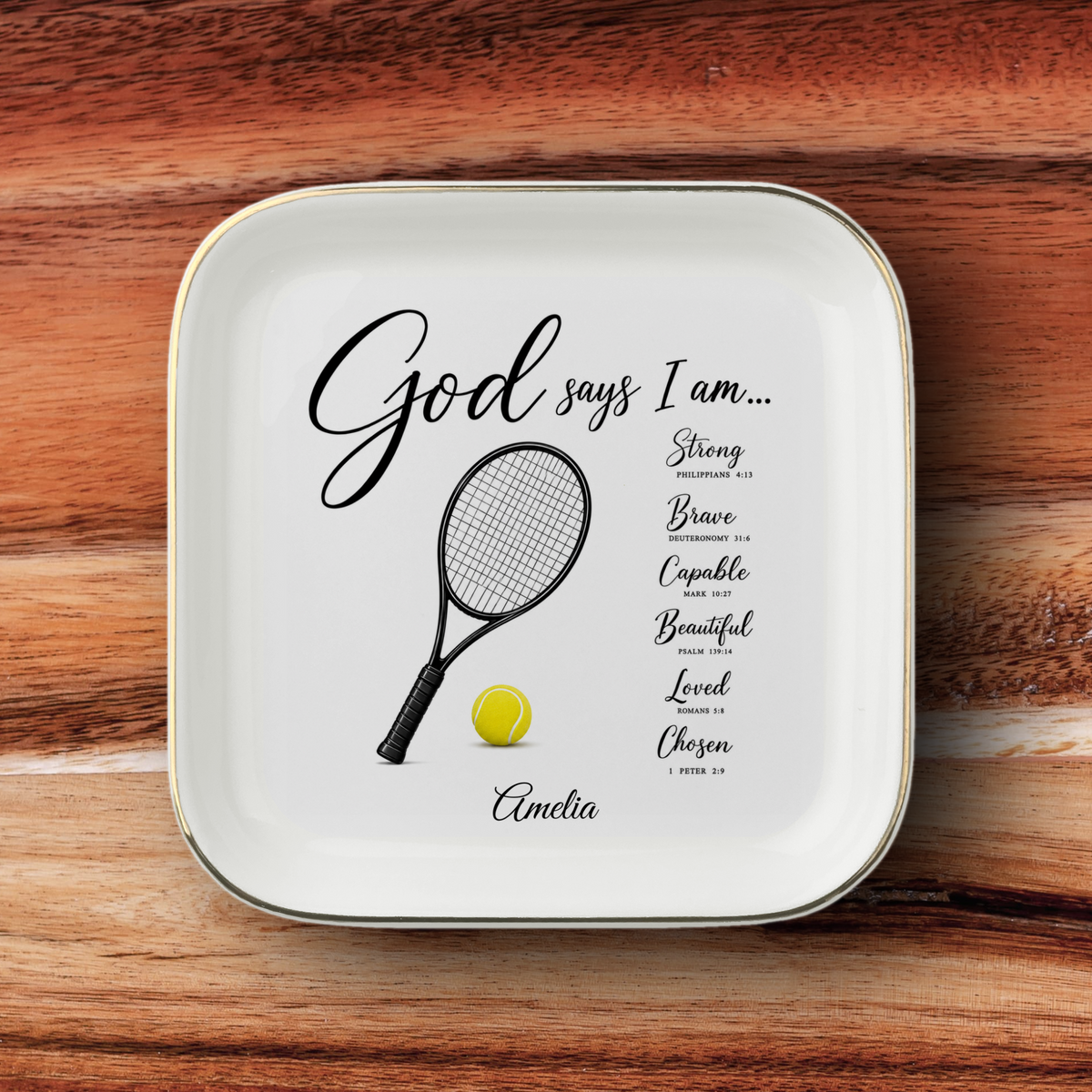 Tennis Christian Jewelry Dish Trinket Tray