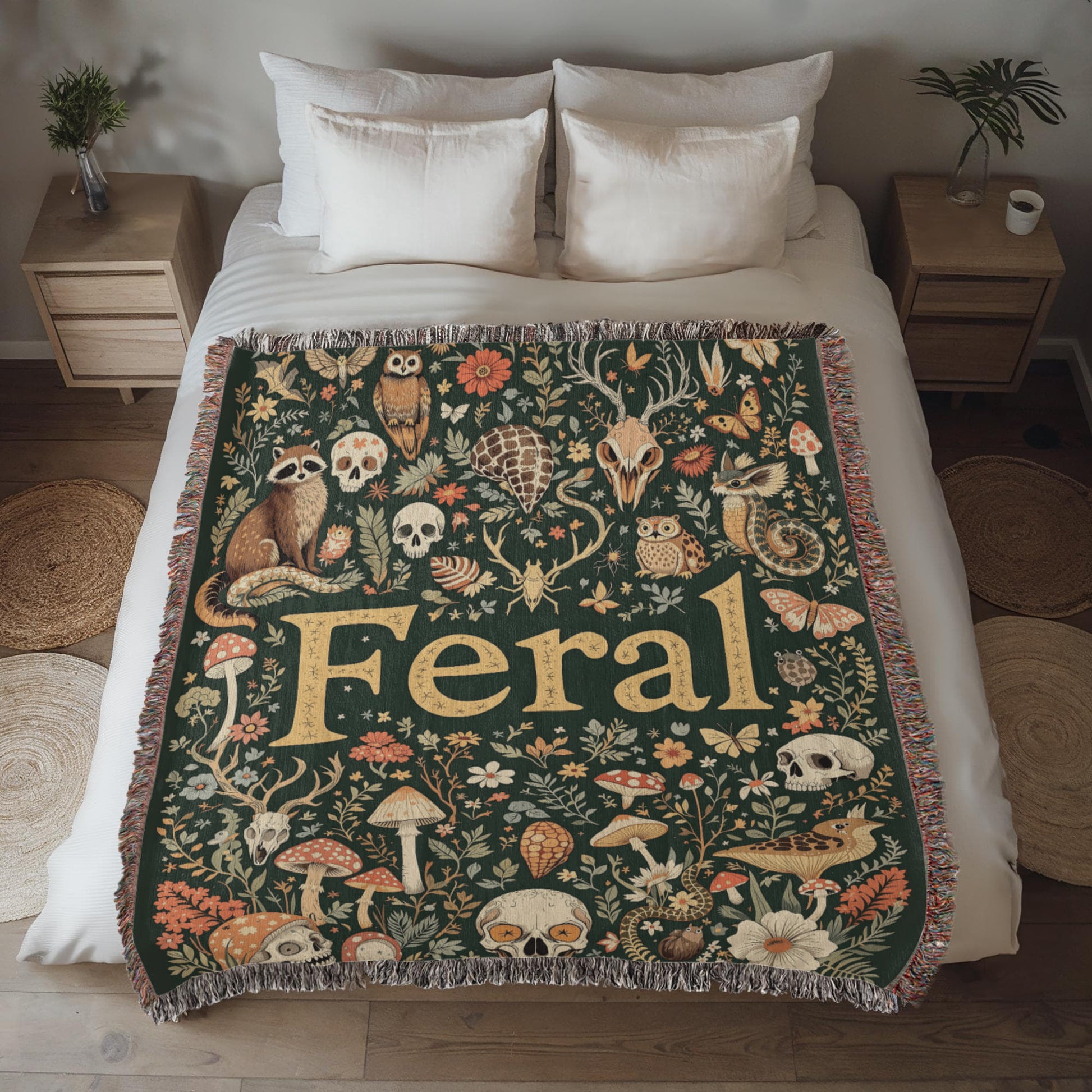 Wildlife Floral Woven Blanket-[Heartfelt Family Gift]