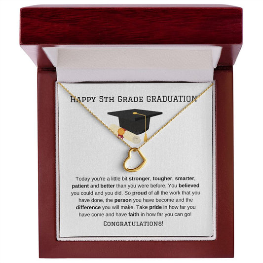 5th Grade Graduation Gold Delicate Heart Necklace-[Heartfelt Family Gift]