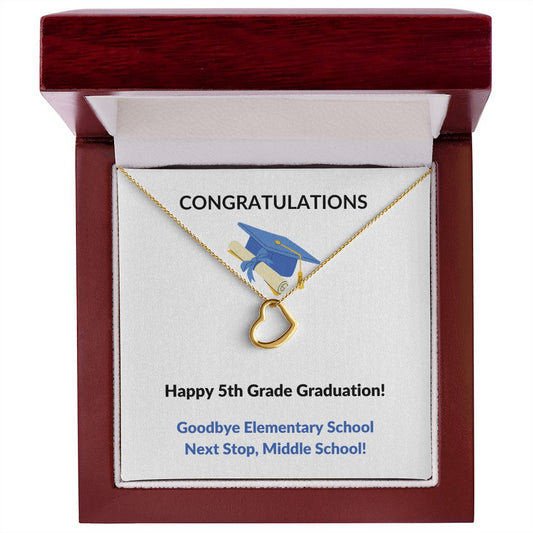 5th Grade Graduation Gold Delicate Heart Necklace-[Heartfelt Family Gift]