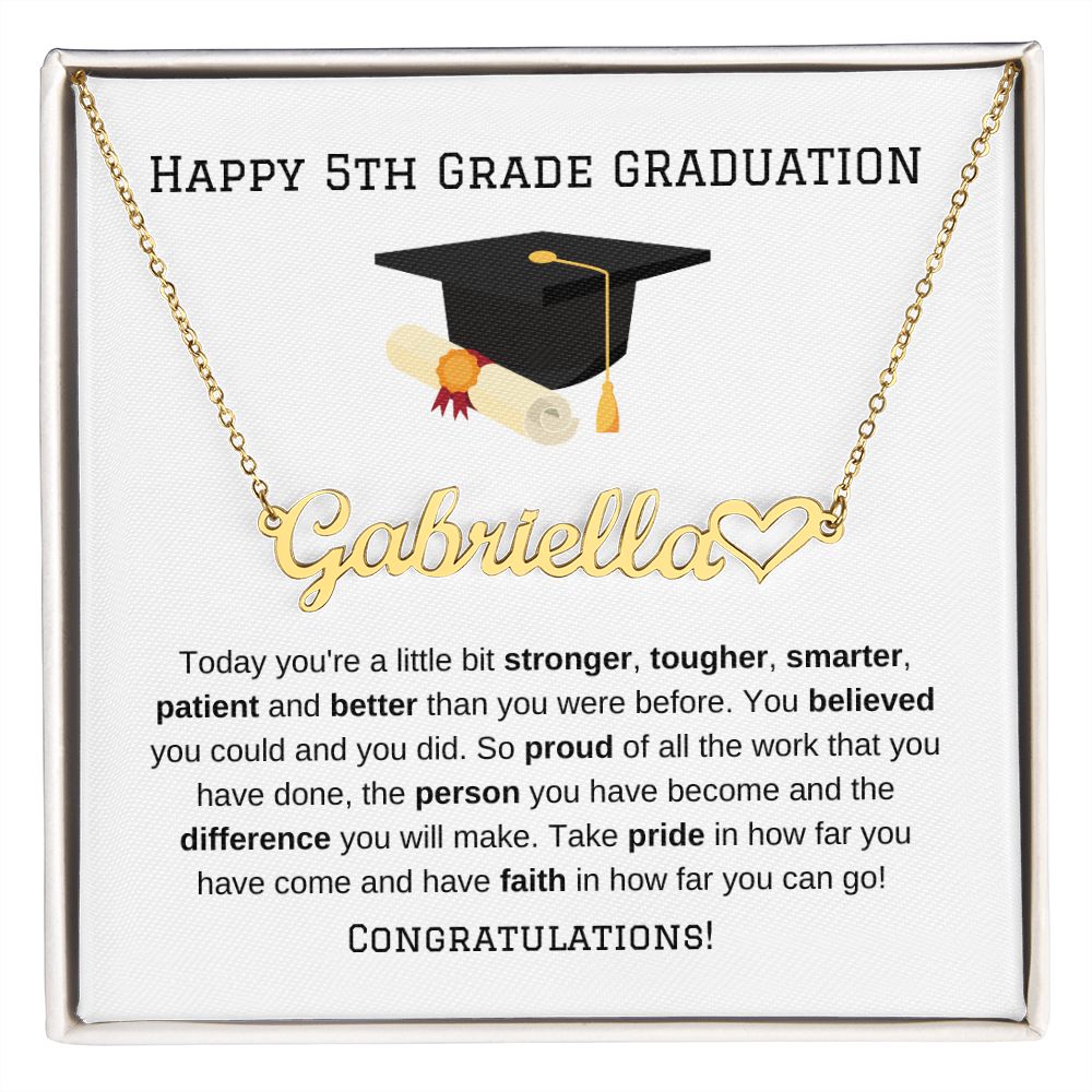 5th Grade Graduation Heart Name Necklace-[Heartfelt Family Gift]