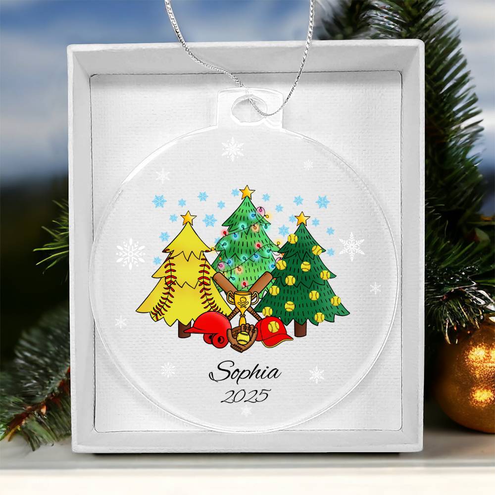 Softball Christmas Tree Ornament