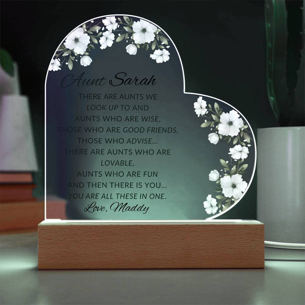 Aunt Acrylic Heart Plaque-[Heartfelt Family Gift]
