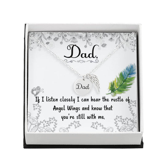 Dad Memorial Necklace Angel Wing Charm-[Heartfelt Family Gift]