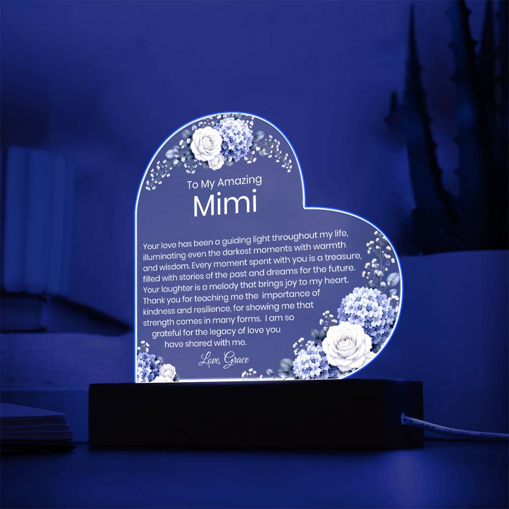Mimi Acrylic Heart Plaque Gift for Grandma