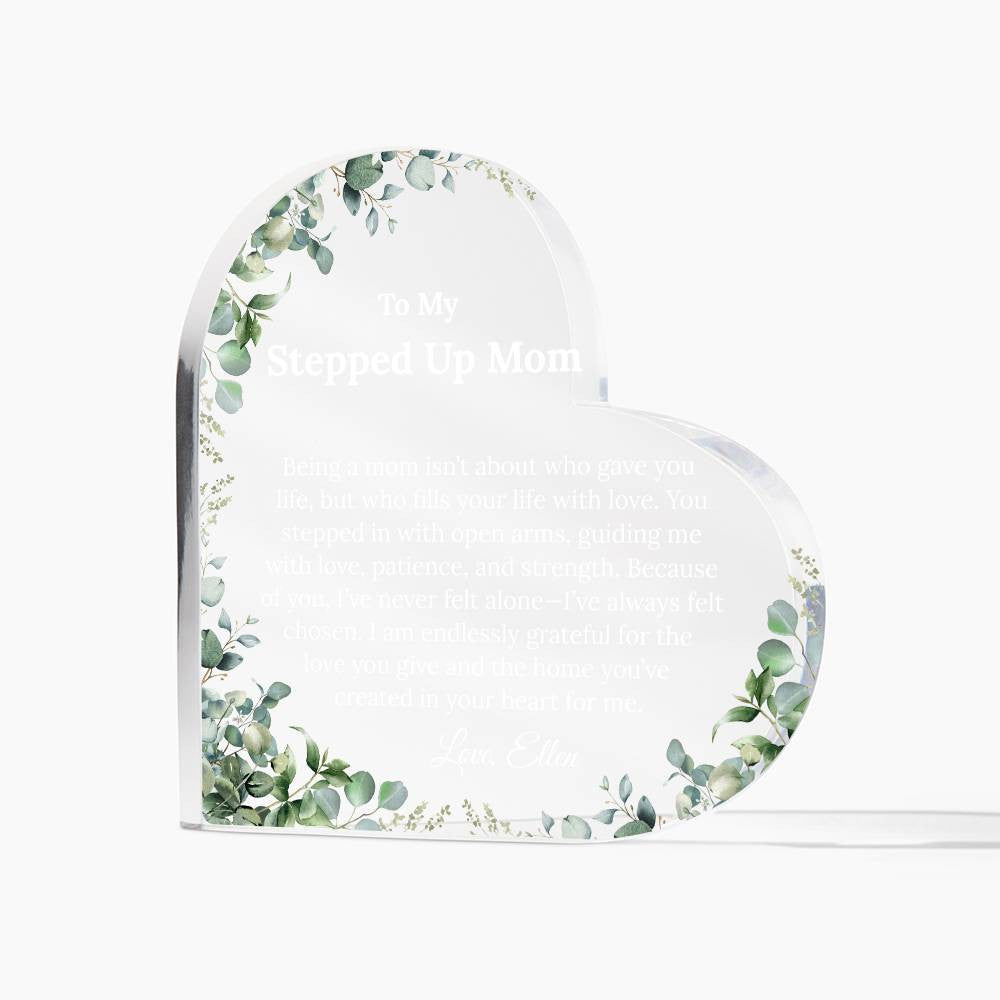 Personalized Stepped Up Mom Heart Plaque