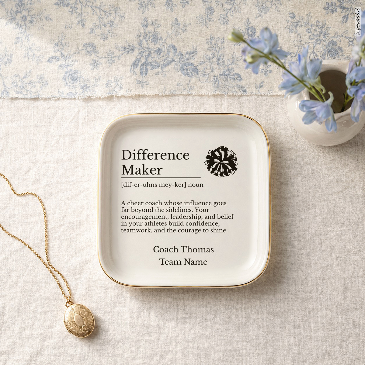 Cheer Coach Jewelry Dish Trinket Tray