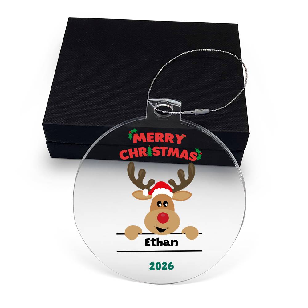 Personalized Reindeer Christmas Ornament for Kids - Customizable Boys and Girls Holiday Decor