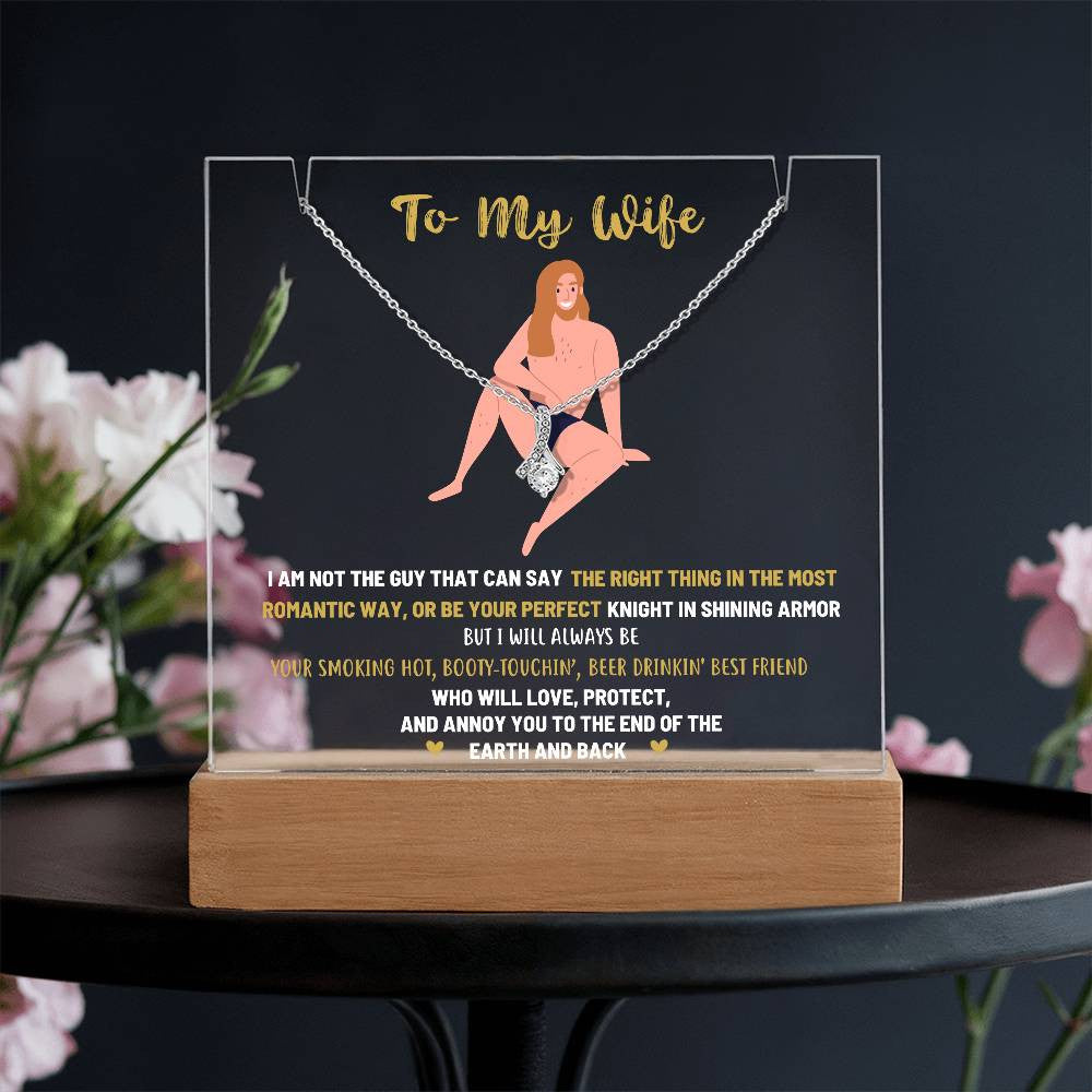 To My Wife Acrylic Jewelry Holder with Alluring Beauty Necklace-[Heartfelt Family Gift]