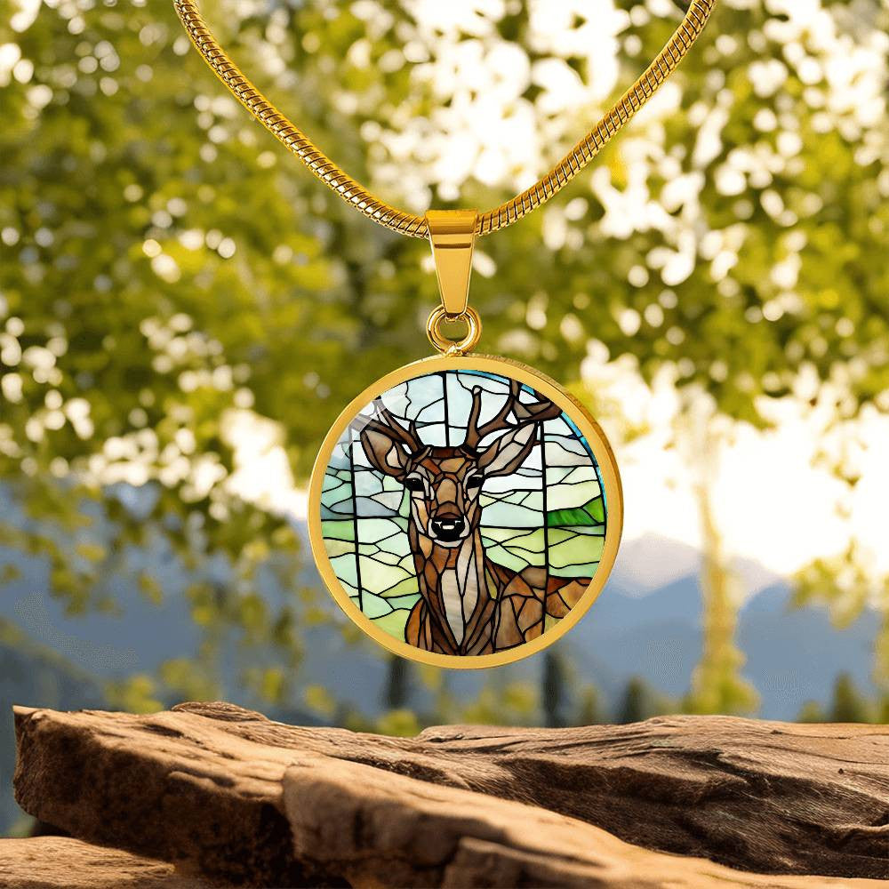 Deer Faux Stained Glass Necklace or Charm Bracelet-[Heartfelt Family Gift]
