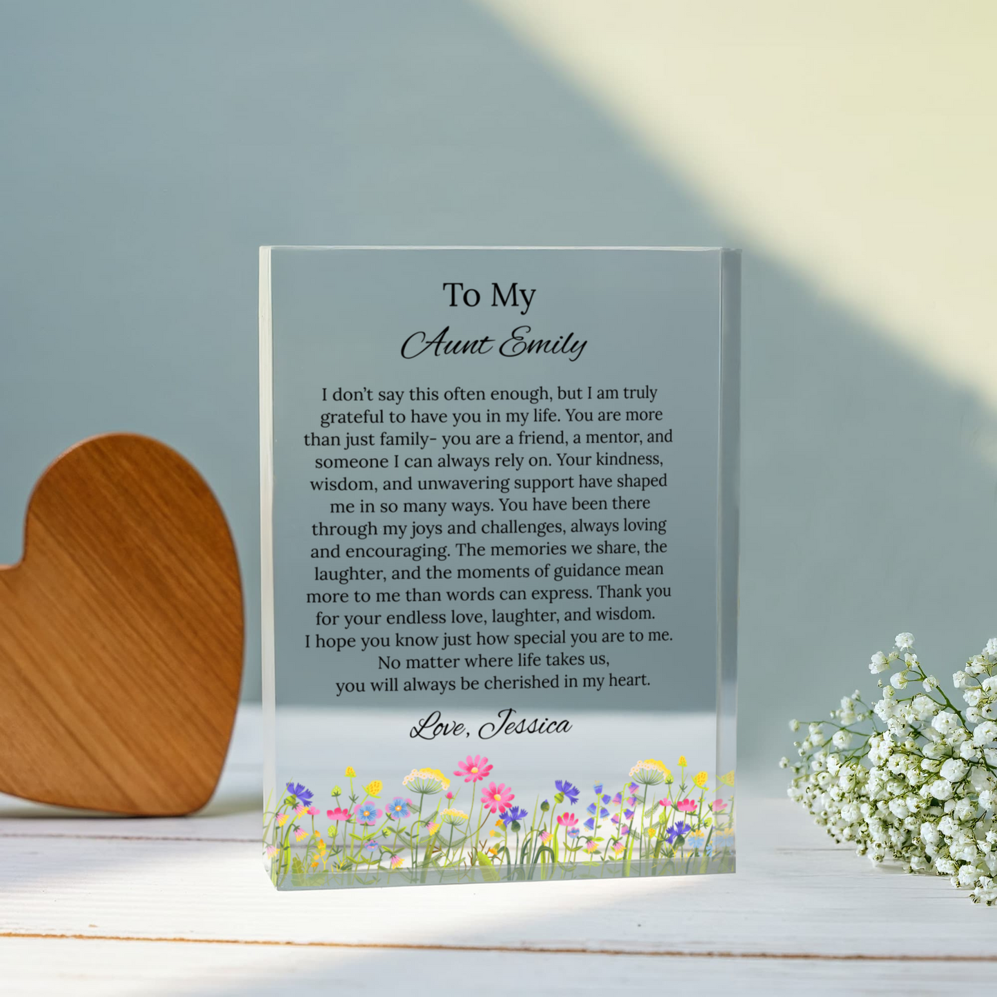 Aunt Floral Acrylic Plaque Gift
