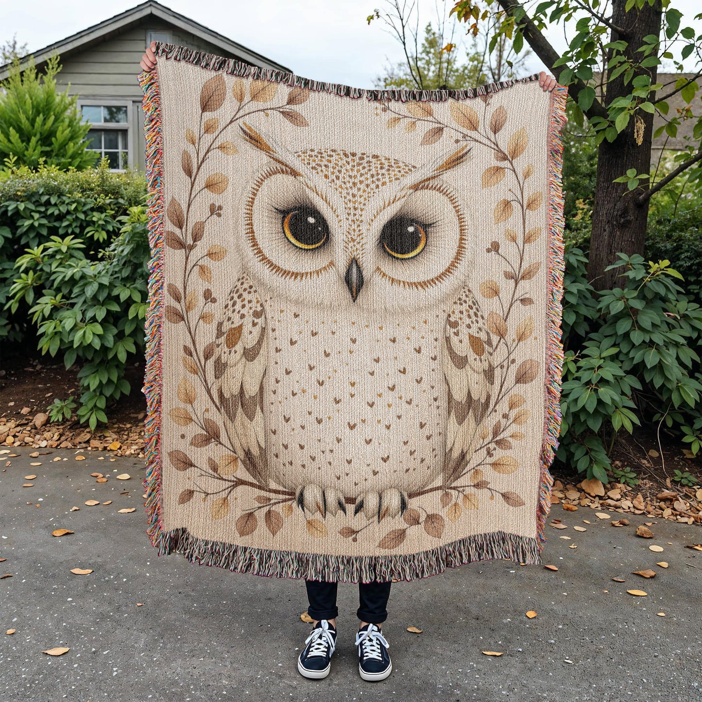 Owl Woven Cotton Throw Blanket-[Heartfelt Family Gift]