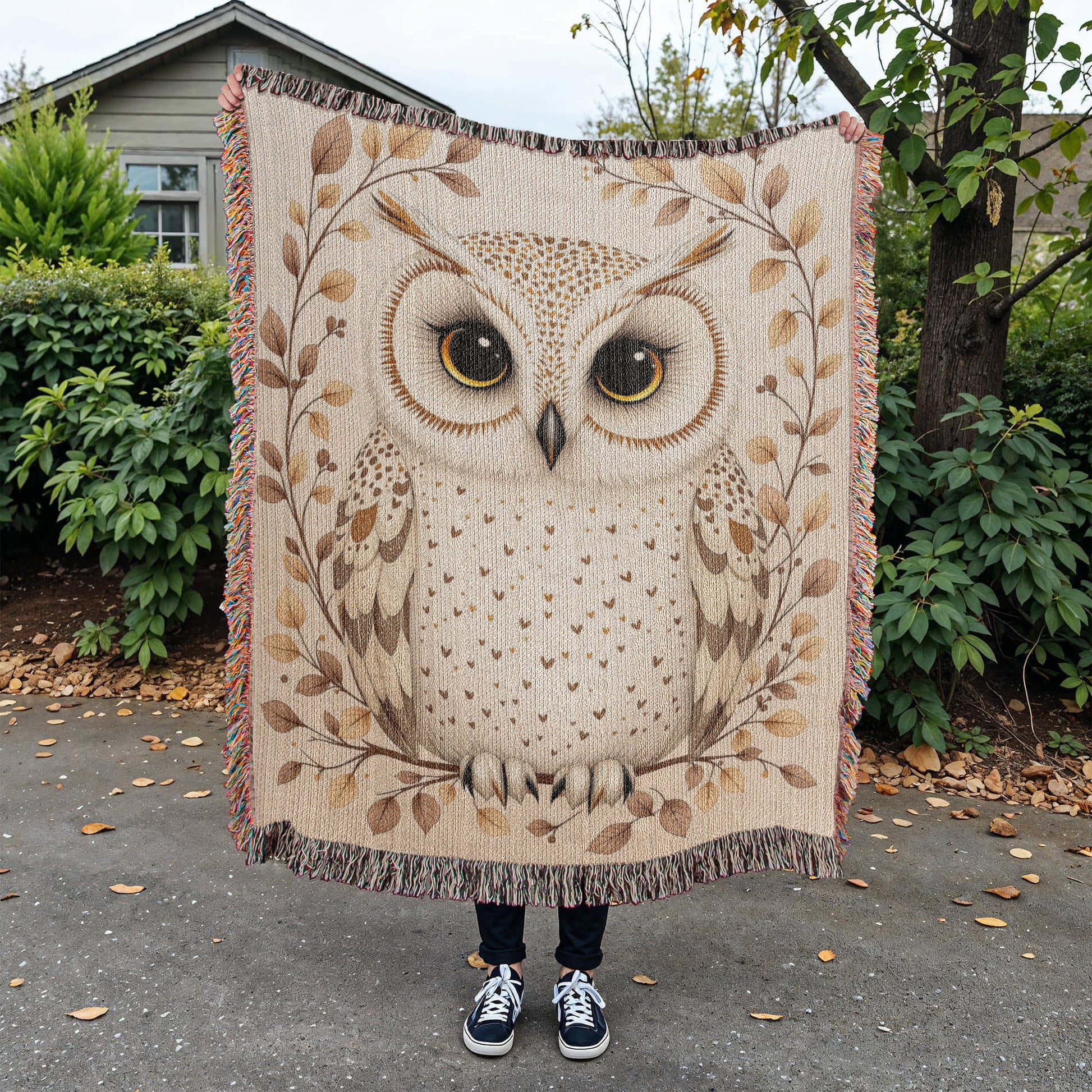 Owl Woven Cotton Throw Blanket-[Heartfelt Family Gift]