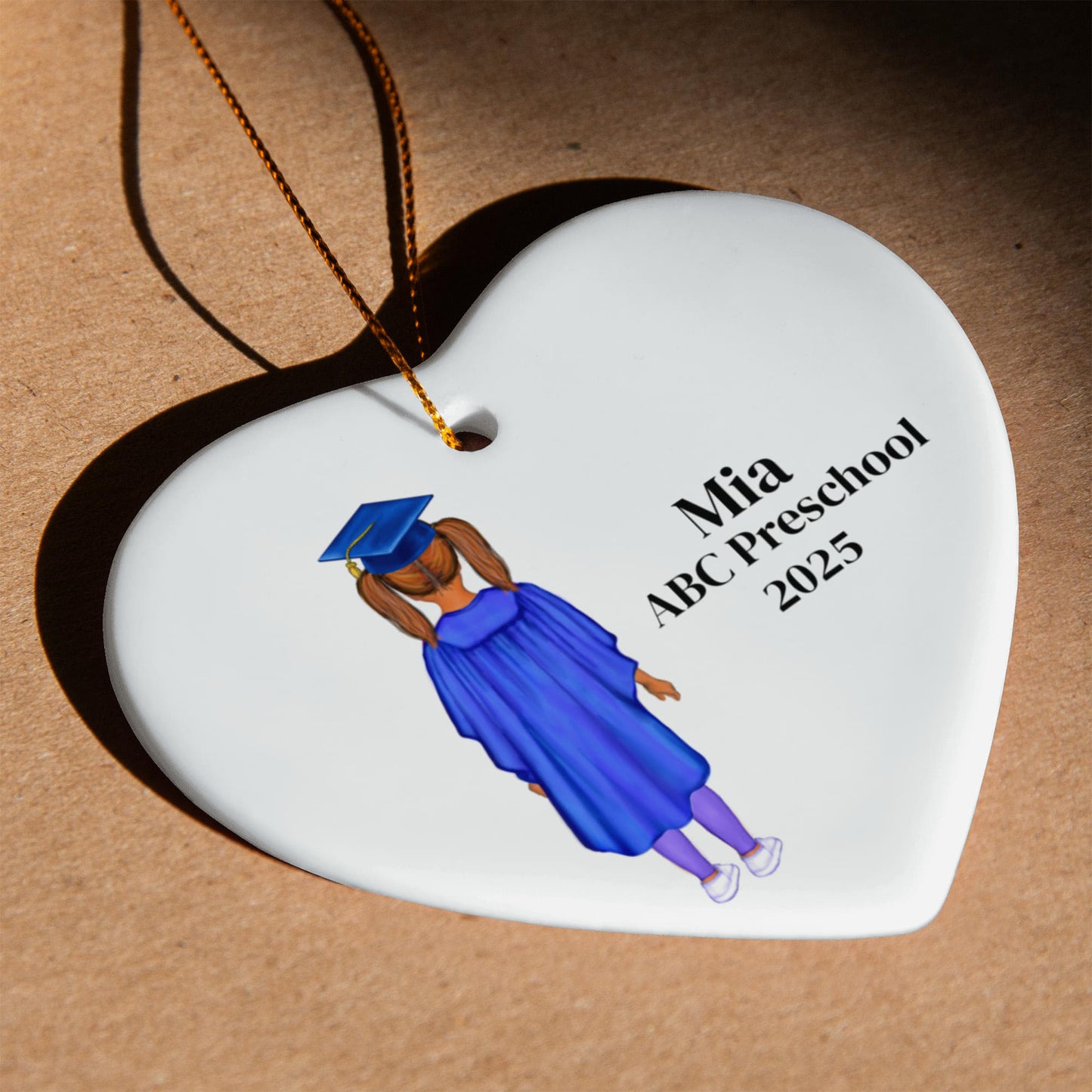 Preschool Graduation Ceramic Heart Ornament