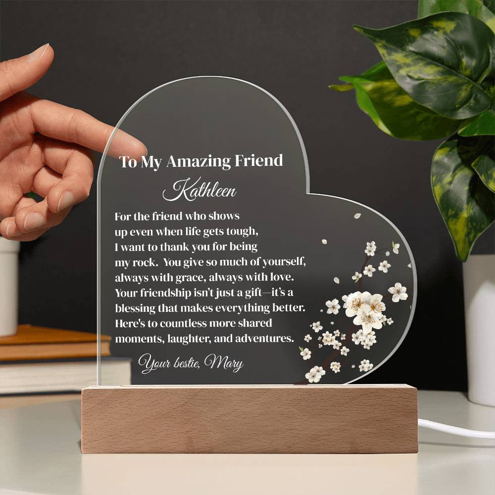 Best Friend Acrylic Heart Plaque Gift