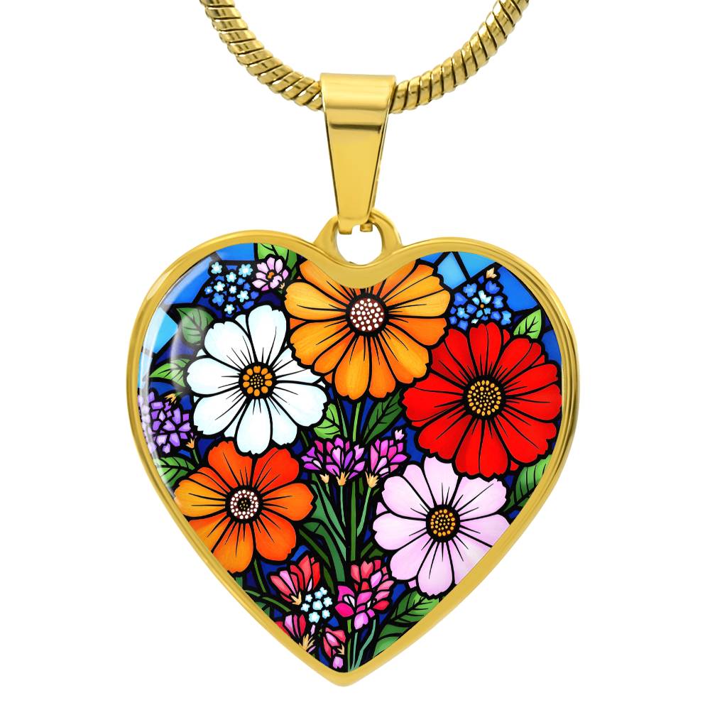 Floral Necklace with Engraving