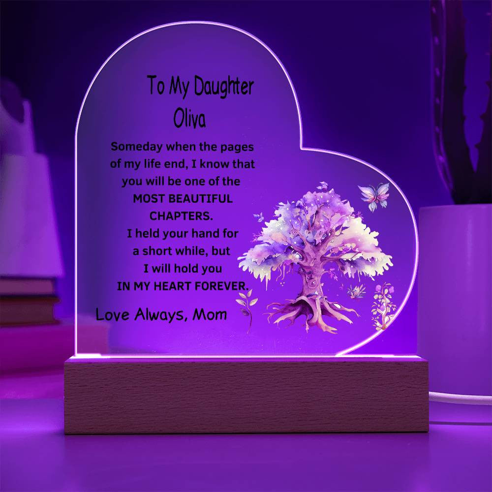 To My Daughter Personalized LED  Heart Plaque-[Heartfelt Family Gift]
