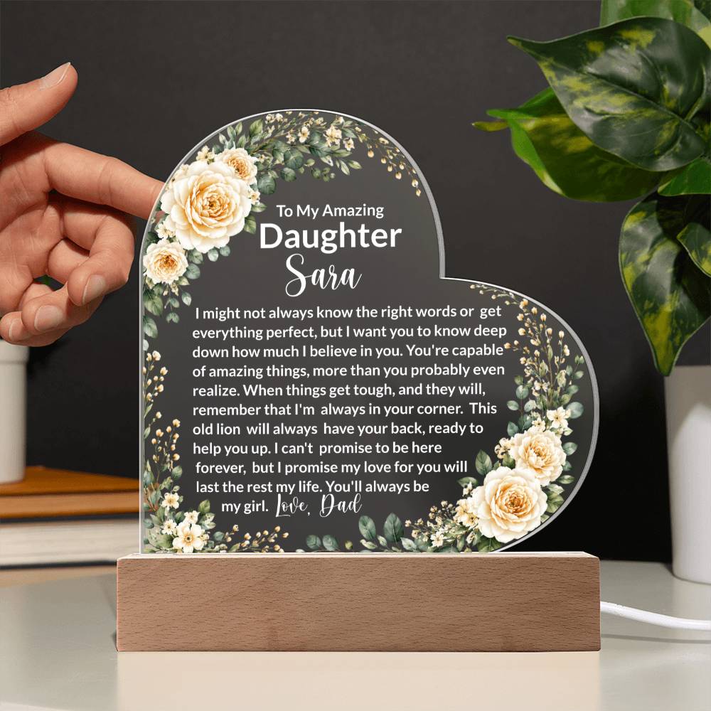 Heart LED Light Plaque Gift from Dad