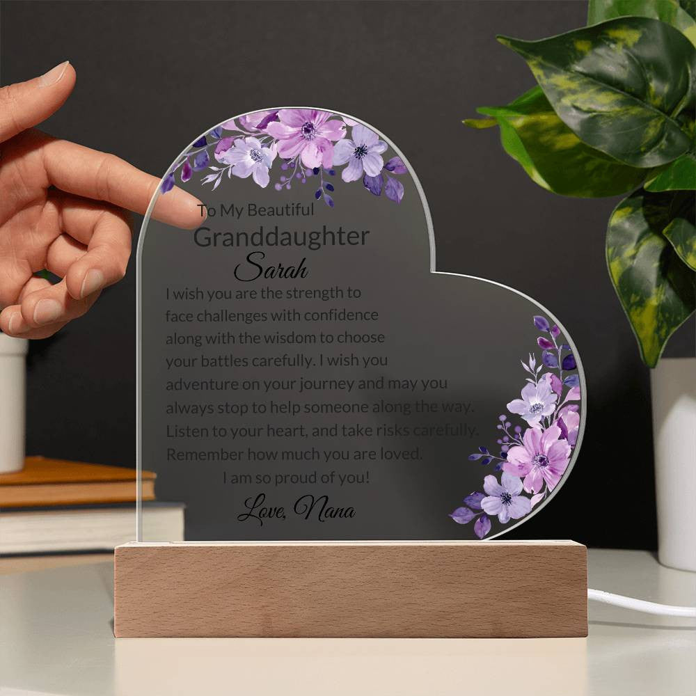 Granddaughter Personalized LED  Heart Plaque-[Heartfelt Family Gift]