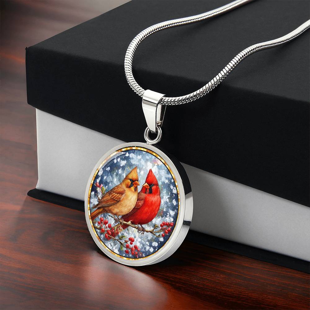 Floral Cardinals Personalized Engraved Necklace Bracelet or Keychain