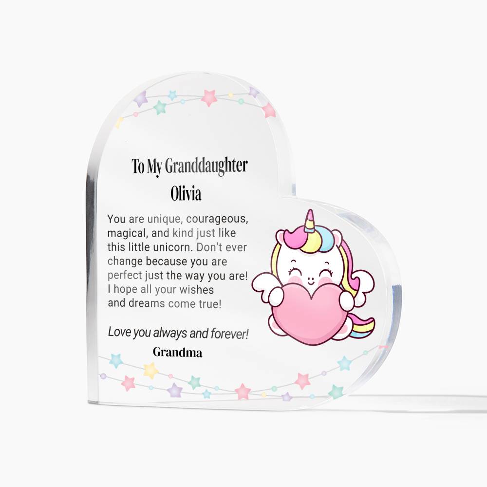 Daughter Unicorn Acrylic Heart Plaque