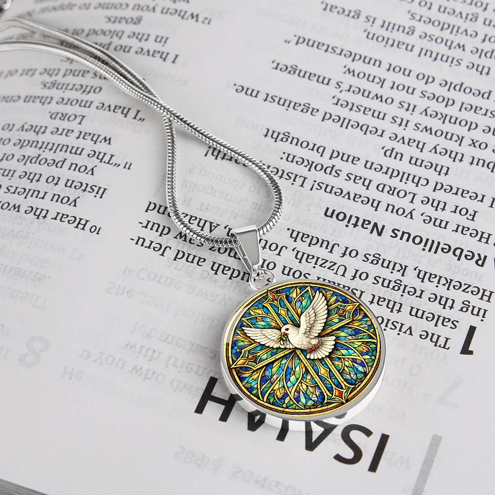 Personalized Dove and Holy Cross Necklace, Women's Religious Jewelry Gift
