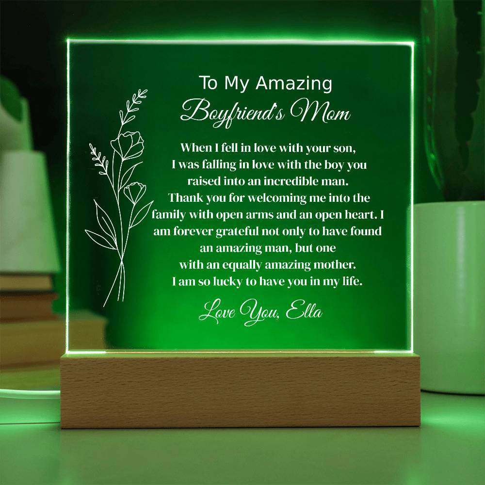 Personalized Boyfriend's Mom Lighted Plaque