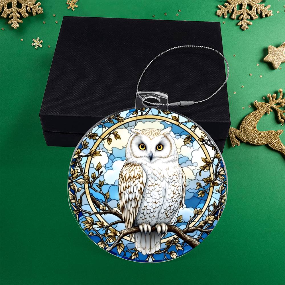 Snowy Owl Acrylic Christmas Ornament