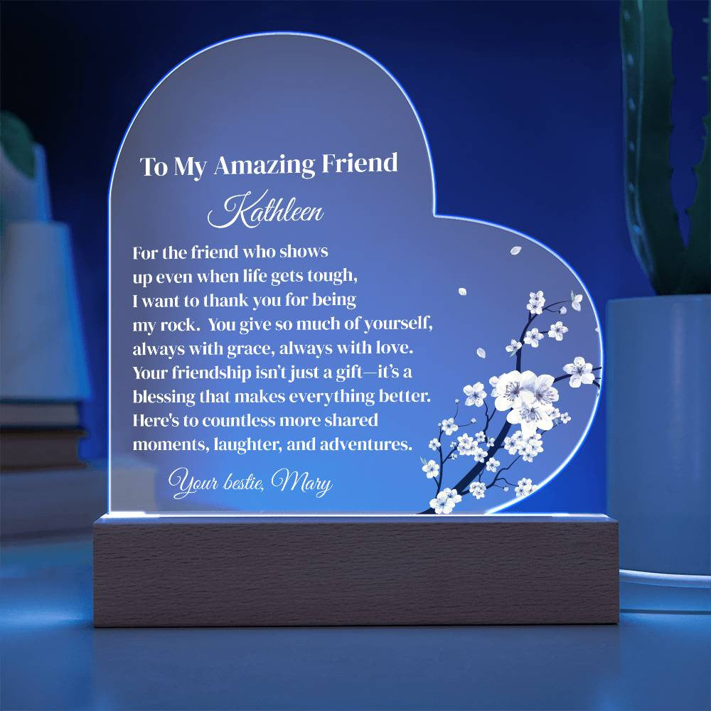 Best Friend Acrylic Heart Plaque Gift
