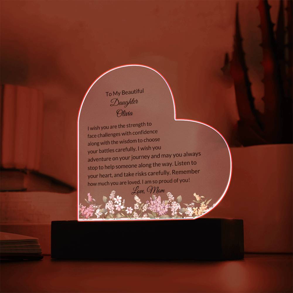 Daughter Personalized LED  Heart Plaque