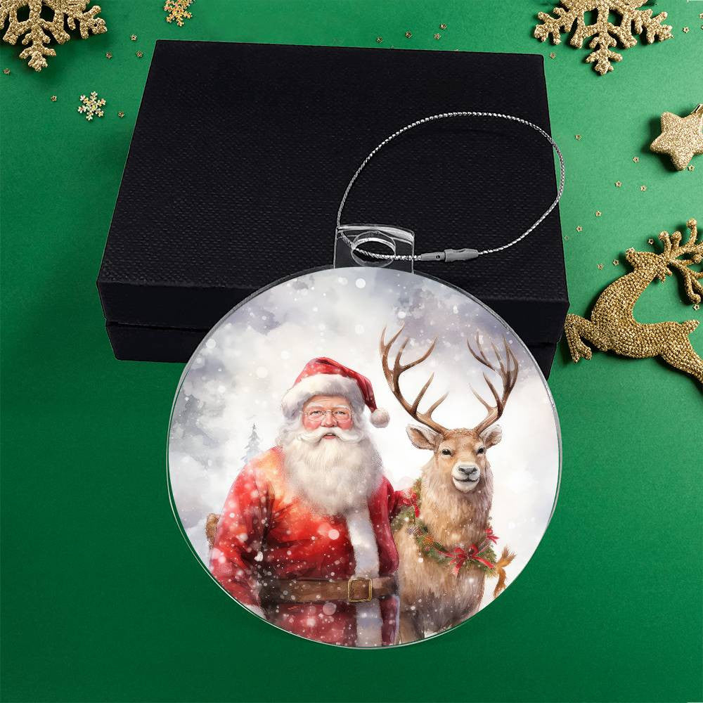 Santa Reindeer Acrylic Christmas Ornament-[Heartfelt Family Gift]