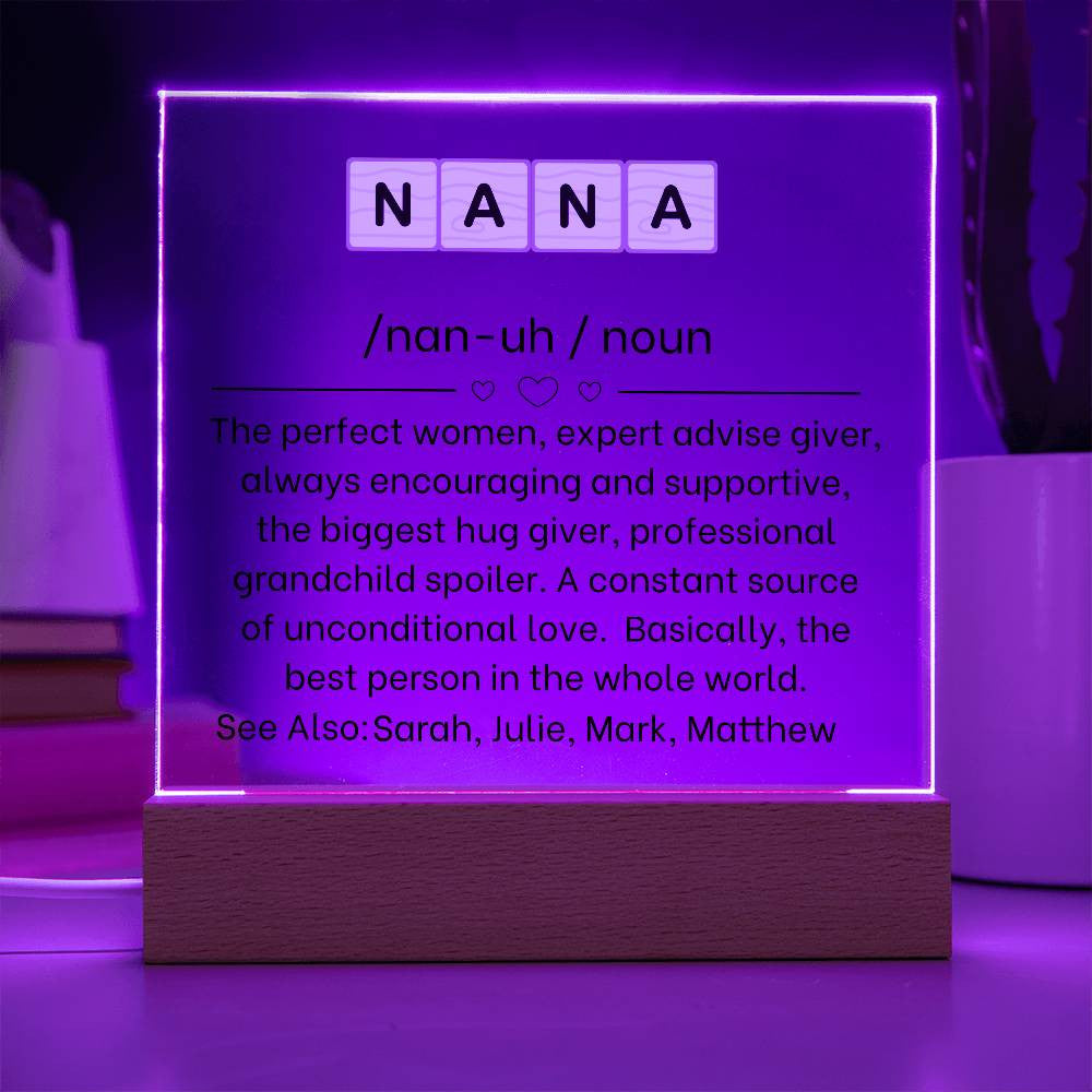 Personalized Nana Definition Acrylic Plaque-[Heartfelt Family Gift]