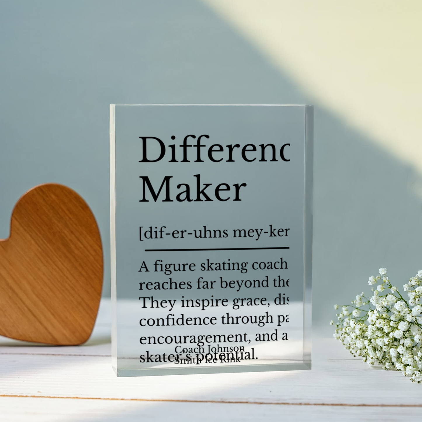 Figure Skating Coach Plaque, Skating Coach Gift, Difference Maker Acrylic Block, Inspirational Coach Plaque, Motivational Coach Gift, Personalized