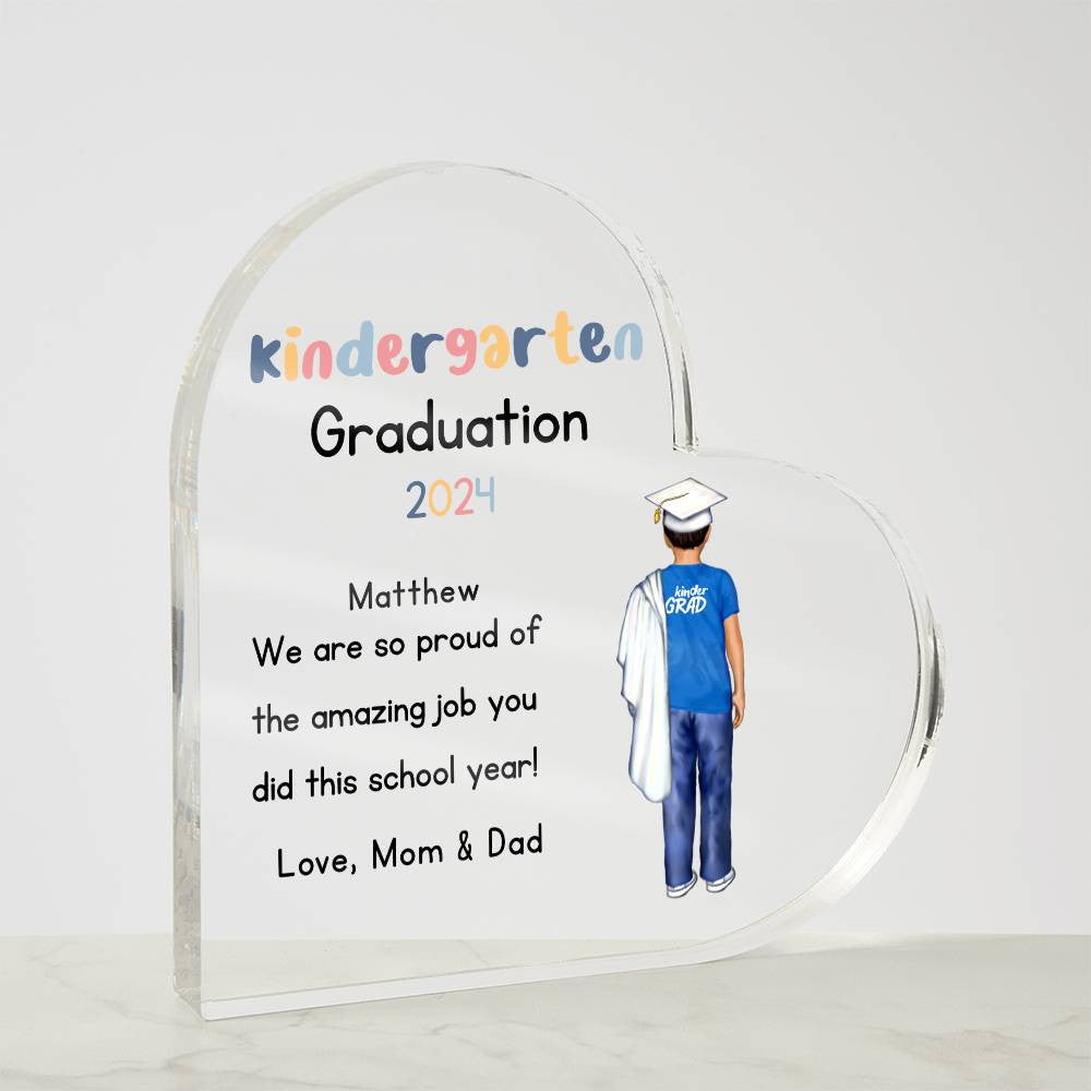 Personalized Kindergarten Graduation Heart Plaque Gift-[Heartfelt Family Gift]