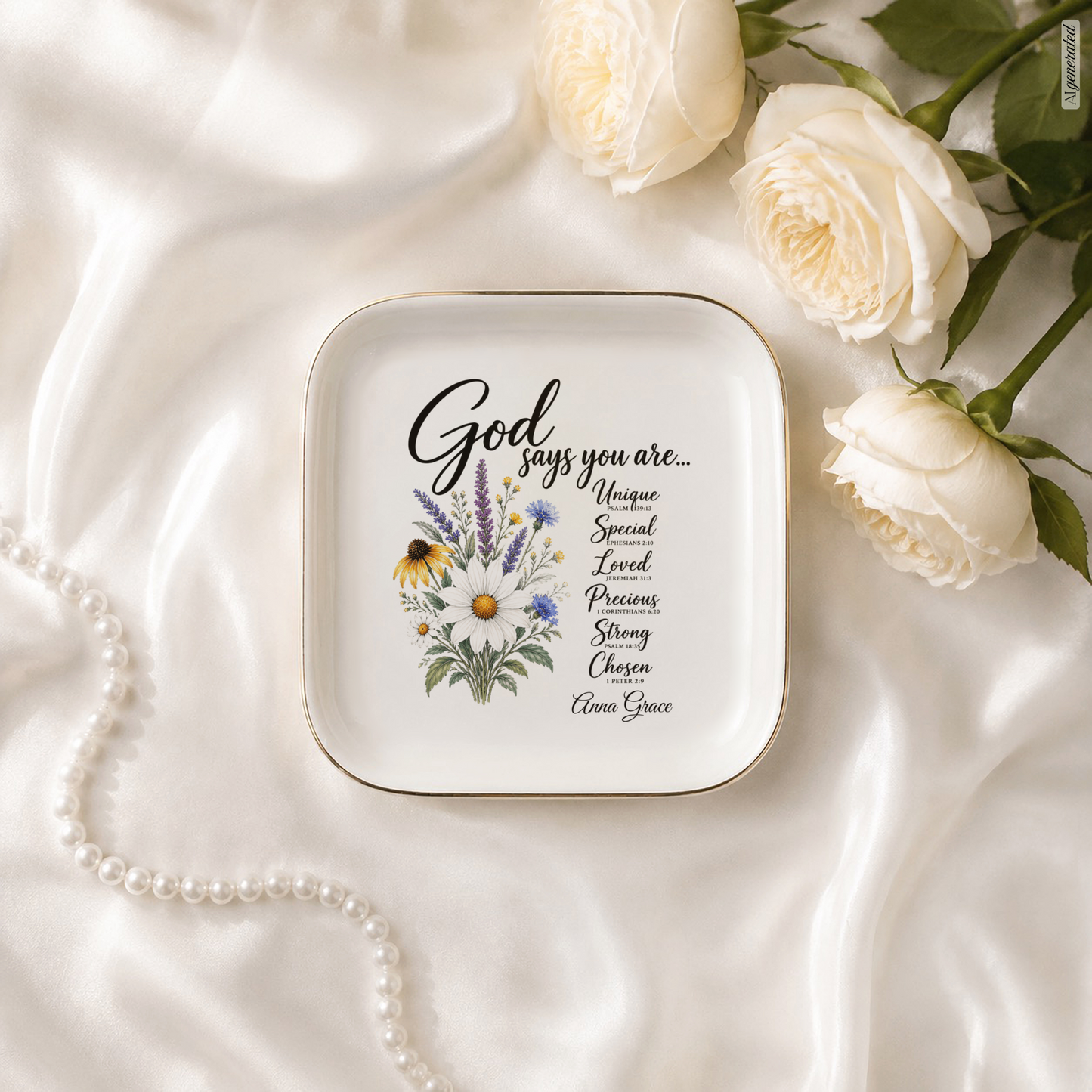 God Says You Are Bible Verse Jewelry Ring Trinket Tray