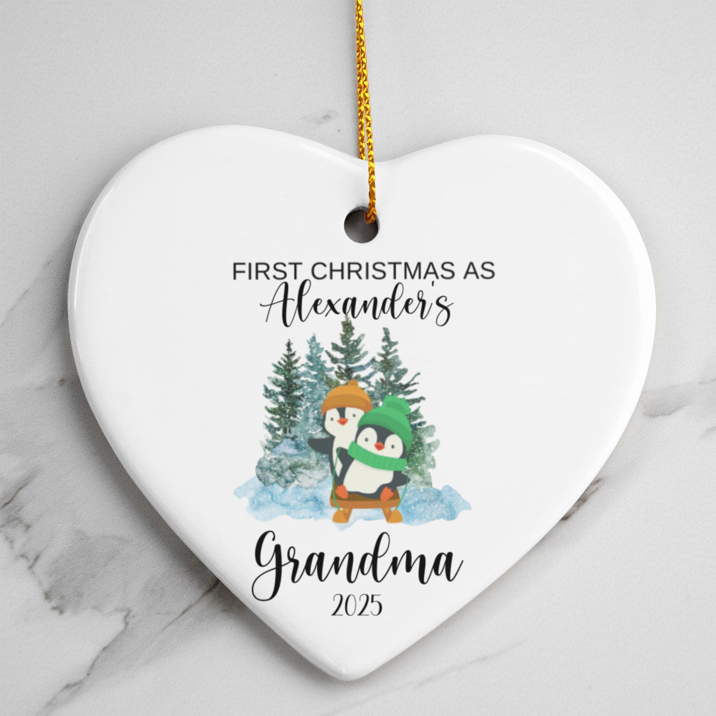 First Christmas As Grandma Heart Ornament