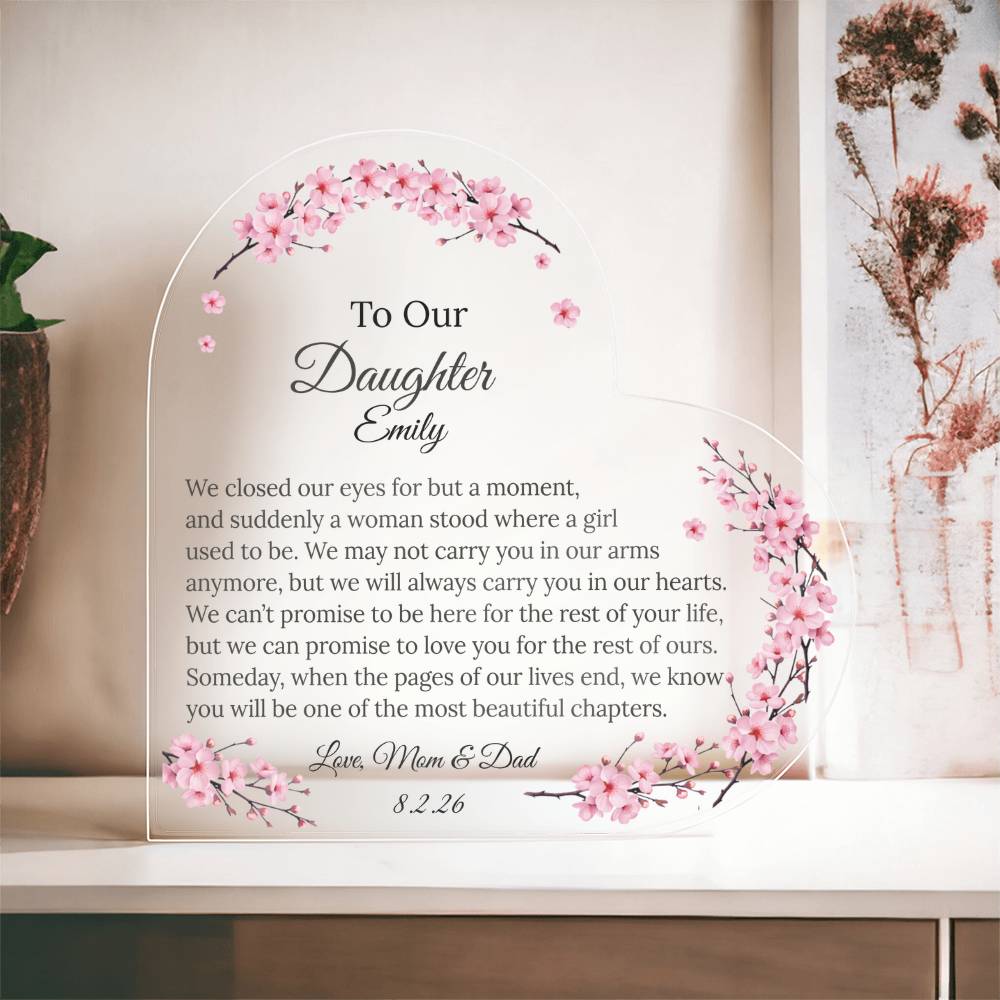To Our Daughter Heart Plaque From Mom & Dad