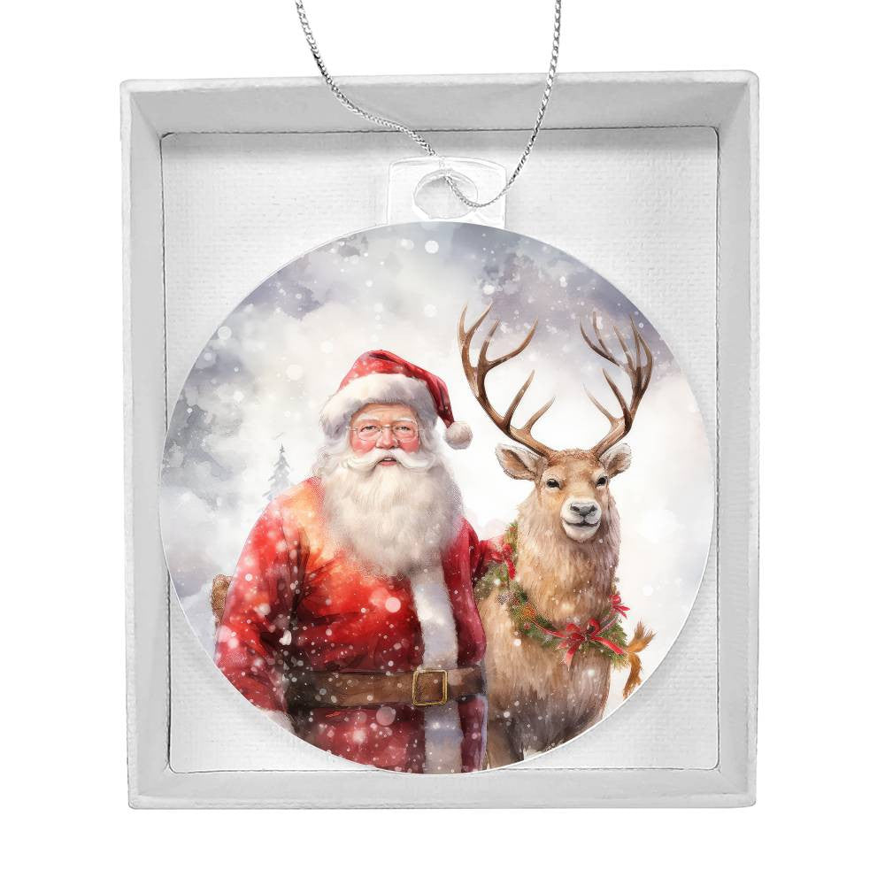Santa Reindeer Acrylic Christmas Ornament-[Heartfelt Family Gift]