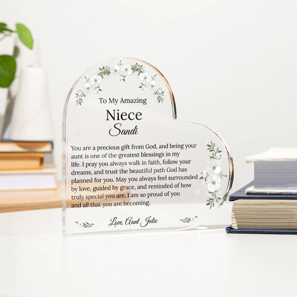 Personalized Niece Acrylic Heart Gift