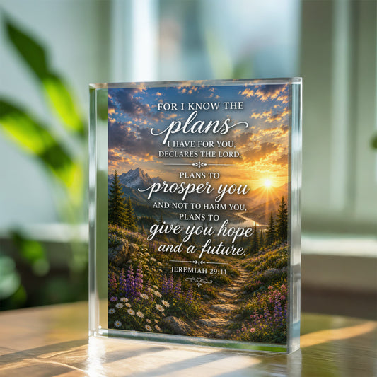 Jeremiah 29 11 Bible Verse Acrylic Plaque, Christian Wall Art, Inspirational Religious Decor, Faith Quote Gift