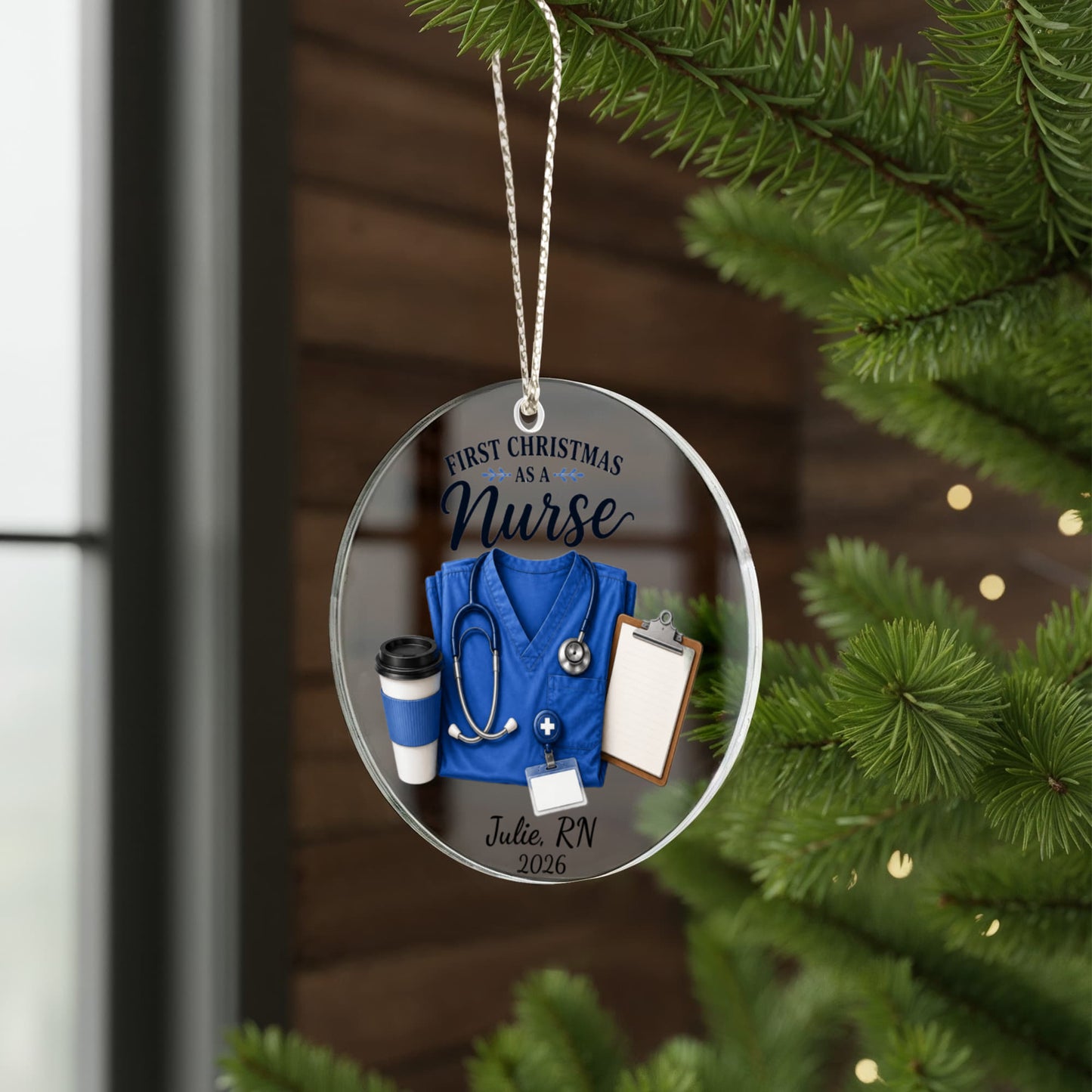 Personalized Nurse Ornament, First Christmas Gift, RN Acrylic Keepsake, New Nurse 2026, Nurse Graduation Gift