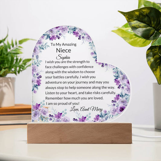 Niece Personalized LED  Heart Plaque