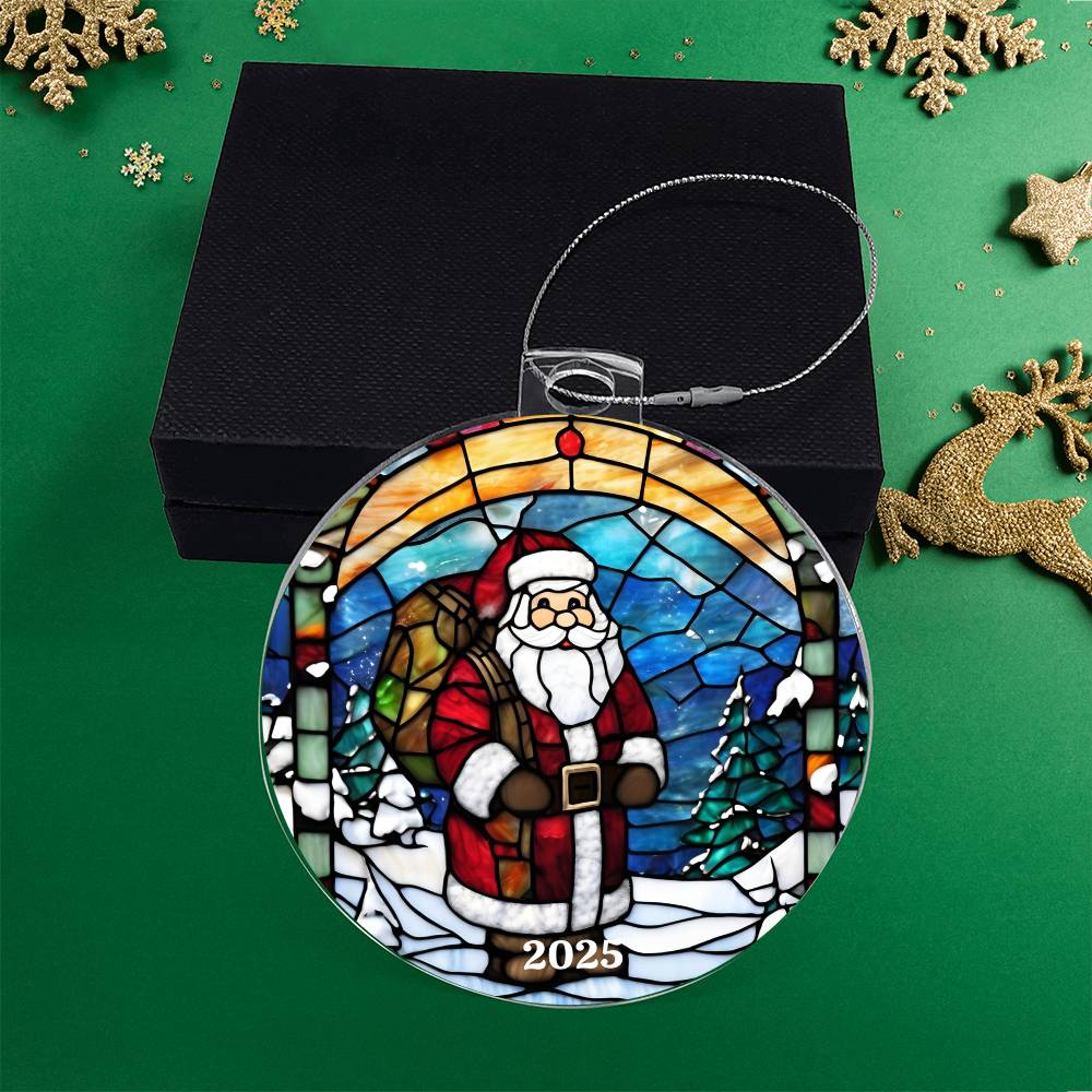 Santa Stained Glass Ornament