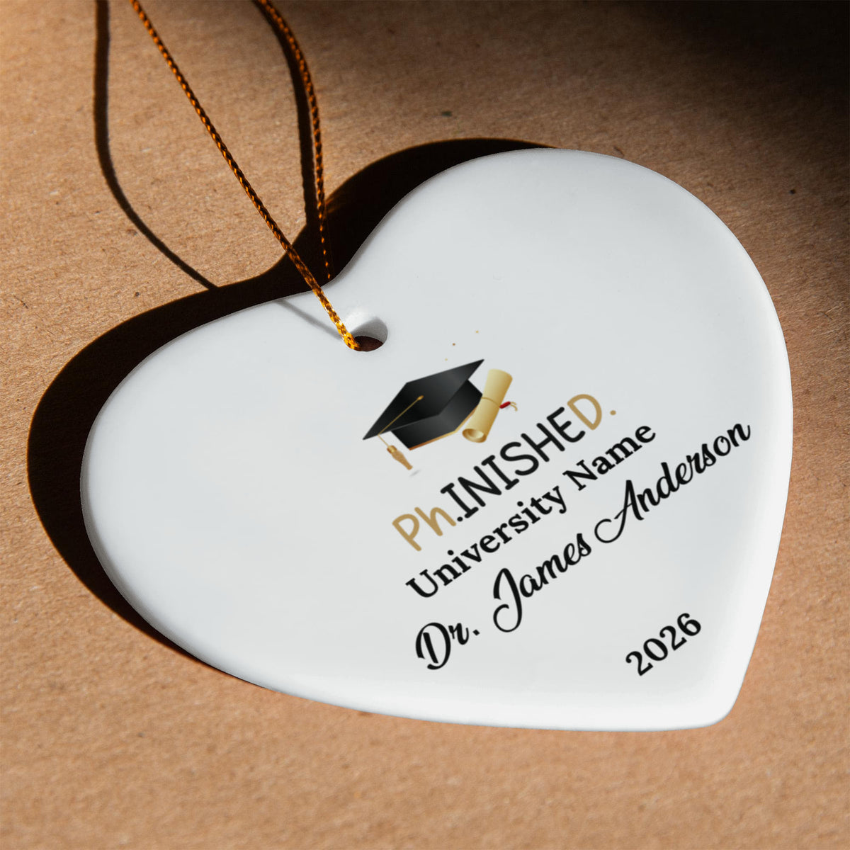 Phd Doctorate Degree Ceramic Heart Ornament